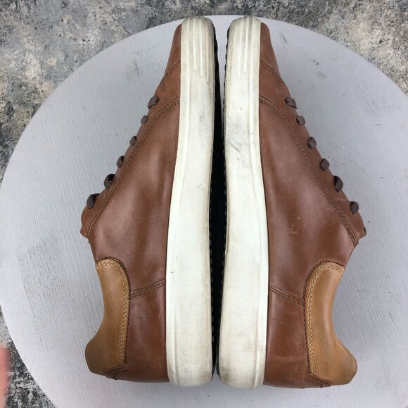Ecco Men's Size 10 EXTRA WIDTH Soft 7 Brown Leather Lace-Up Low Top Sneakers - Picture 8 of 15